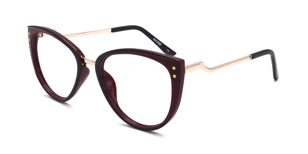 queenie cat eye red gold eyeglasses frames angled view