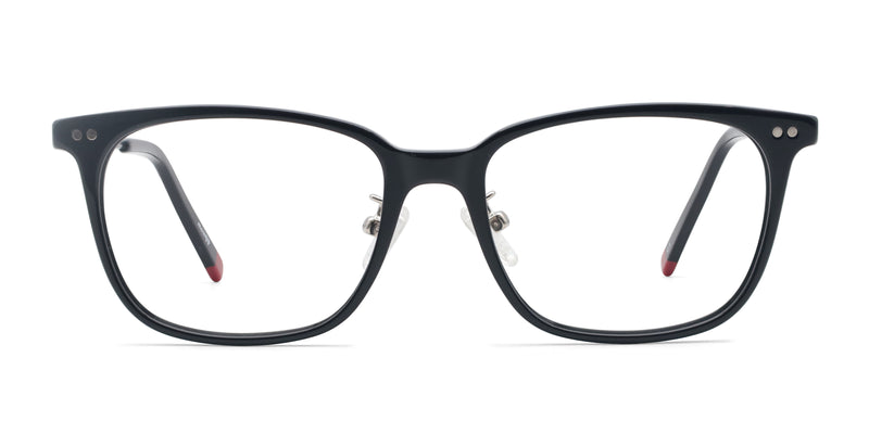 quiet square black eyeglasses frames front view