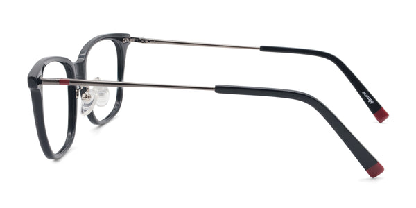 quiet square black eyeglasses frames side view