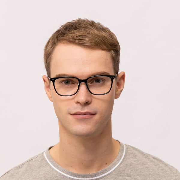 quiet square black eyeglasses frames for men front view
