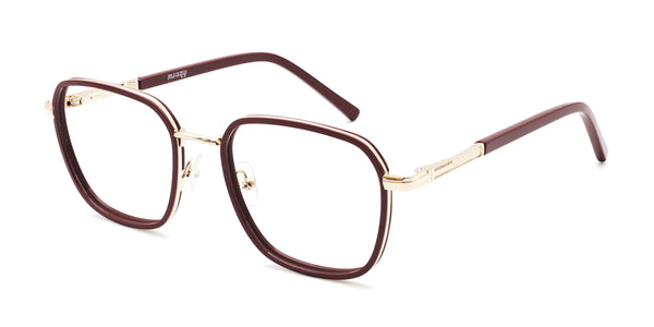 quip rectangle brown eyeglasses frames angled view