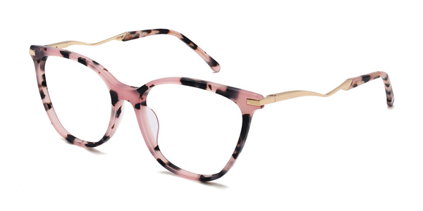 reiki cat eye pink eyeglasses frames angled view