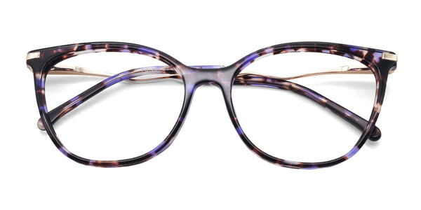 reiki cat eye purple eyeglasses frames top view
