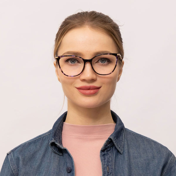 reiki cat eye purple eyeglasses frames for women front view