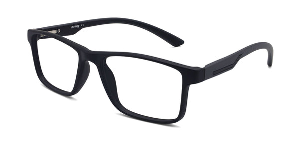 rick square matte black eyeglasses frames angled view