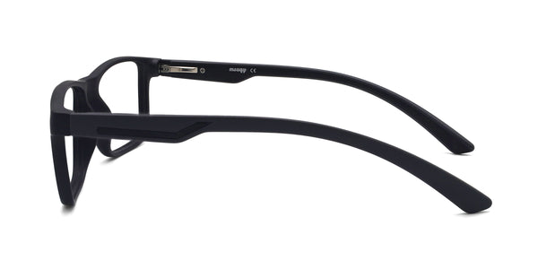 rick square matte black eyeglasses frames side view