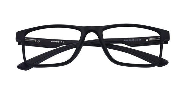 rick square matte black eyeglasses frames top view