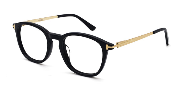 romeo square black eyeglasses frames angled view