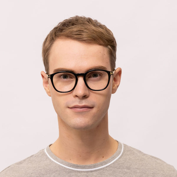 romeo square black eyeglasses frames for men front view