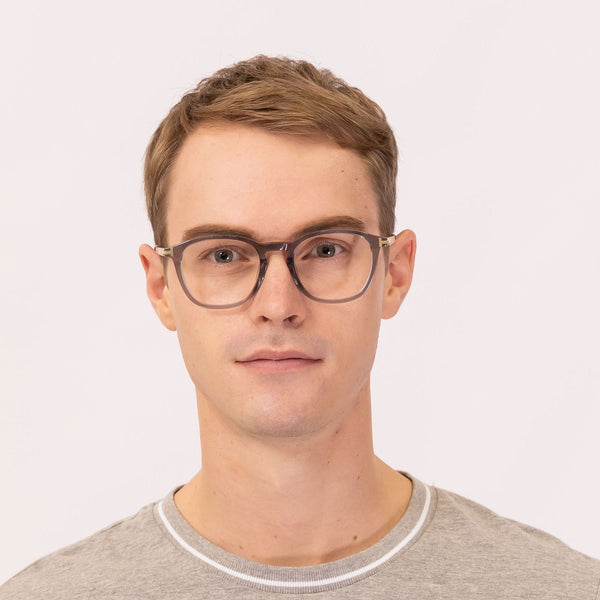 romeo square gray eyeglasses frames for men front view