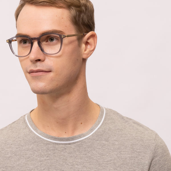 romeo square gray eyeglasses frames for men angled view