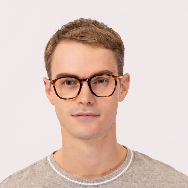 romeo square tortoise eyeglasses frames for men front view