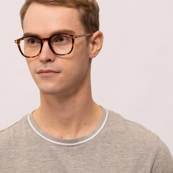 romeo square tortoise eyeglasses frames for men angled view