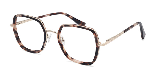 rosa geometric beige gold eyeglasses frames angled view