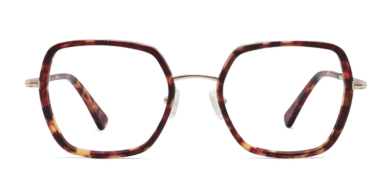 rosa geometric red gold eyeglasses frames front view