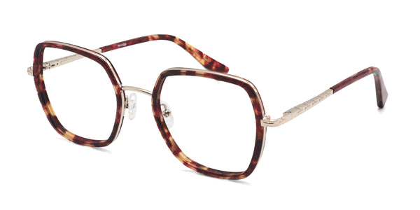 rosa geometric red gold eyeglasses frames angled view