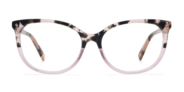 rose oval tortoise pink eyeglasses frames front view