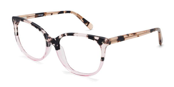 rose oval tortoise pink eyeglasses frames angled view