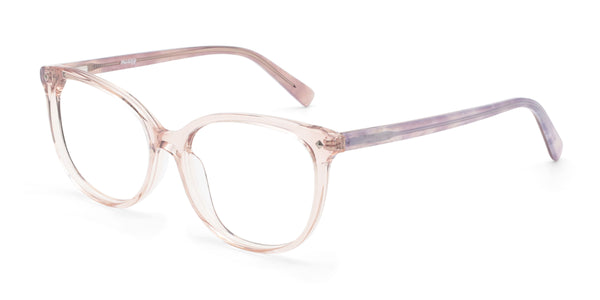 rose oval pink eyeglasses frames angled view