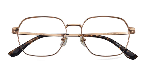 sarah geometric rose gold eyeglasses frames top view
