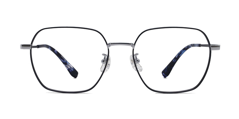 sarah geometric black silver eyeglasses frames front view