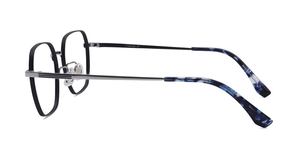 sarah geometric black silver eyeglasses frames side view