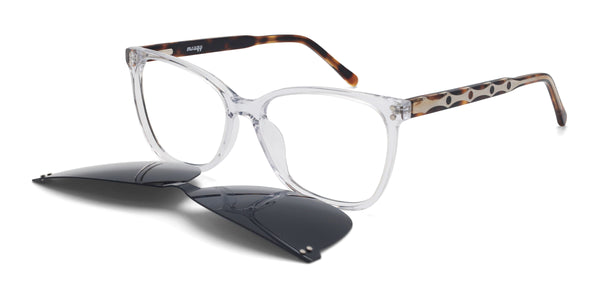 shirley square transparent eyeglasses frames angled view