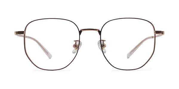 starry geometric rose gold eyeglasses frames front view