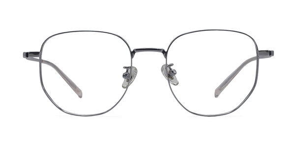 starry geometric silver eyeglasses frames front view