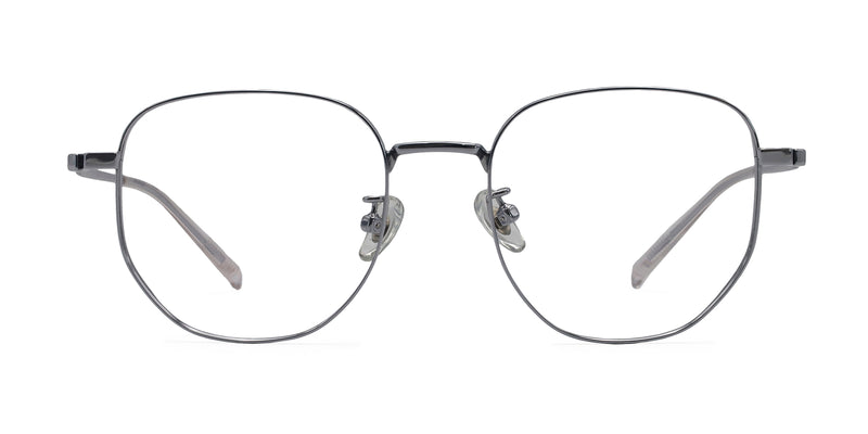 starry geometric silver eyeglasses frames front view