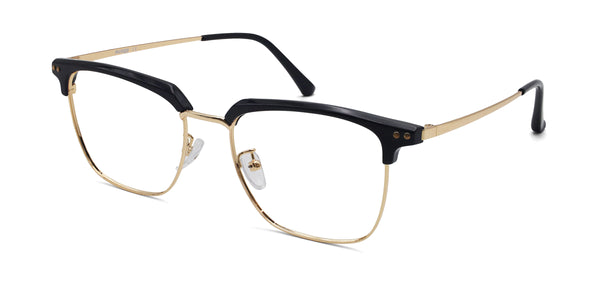 steven square black gold eyeglasses frames angled view