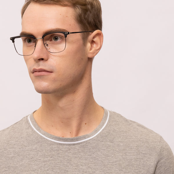 steven square black gunmetal eyeglasses frames for men angled view