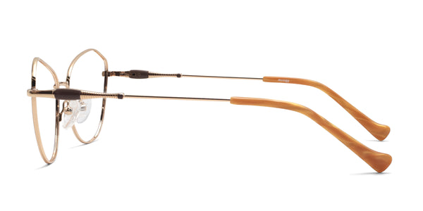 swan cat eye brown gold eyeglasses frames side view