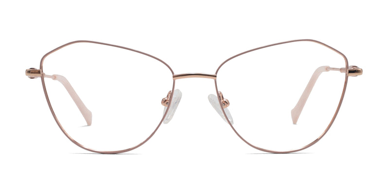 swan cat eye pink gold eyeglasses frames front view