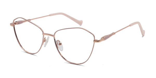 swan cat eye pink gold eyeglasses frames angled view