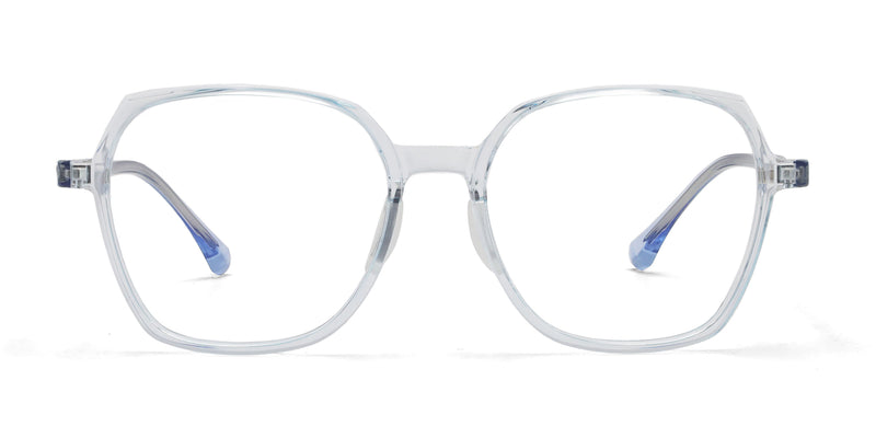 sweetie geometric transparent blue eyeglasses frames front view