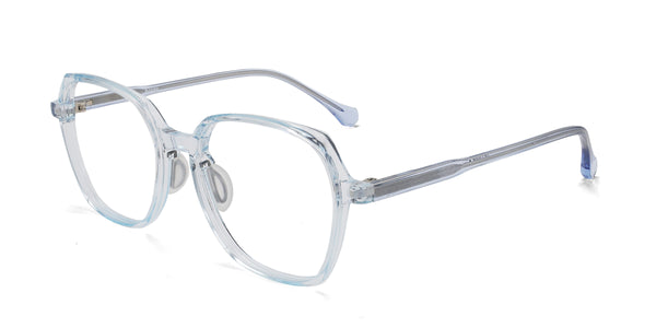 sweetie geometric transparent blue eyeglasses frames angled view