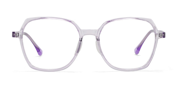sweetie geometric transparent purple eyeglasses frames front view
