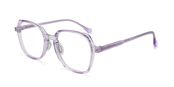 sweetie geometric transparent purple eyeglasses frames angled view