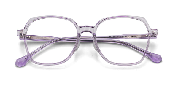 sweetie geometric transparent purple eyeglasses frames top view