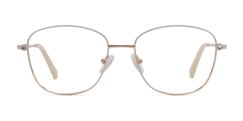 teresa square white gold eyeglasses frames front view