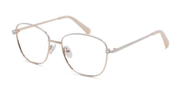 teresa square white gold eyeglasses frames angled view