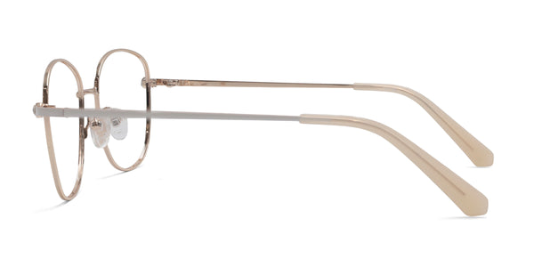 teresa square white gold eyeglasses frames side view