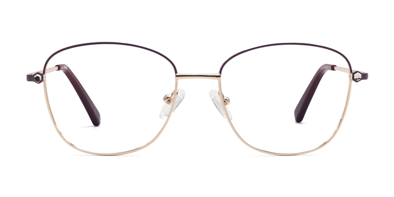 teresa square gold purple eyeglasses frames front view