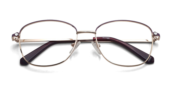 teresa square gold purple eyeglasses frames top view