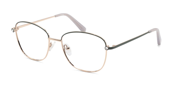teresa square gold green eyeglasses frames angled view