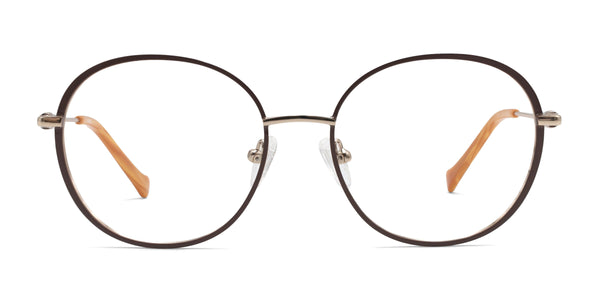 theda oval brown eyeglasses frames front view