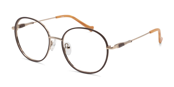 theda oval brown eyeglasses frames angled view
