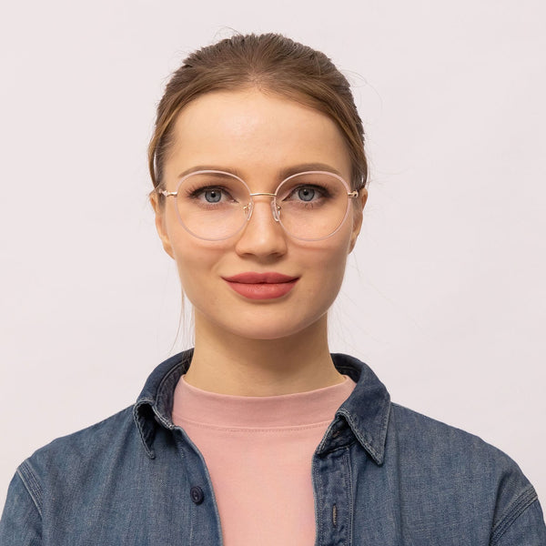 theda oval pink eyeglasses frames for women front view