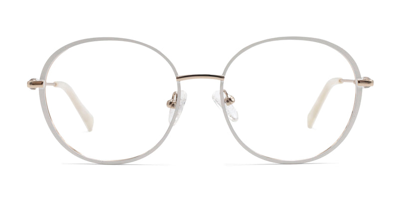 theda oval white eyeglasses frames front view